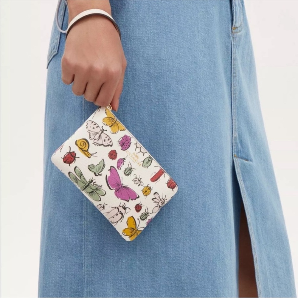 Coach Butterfly and Insect Print Wristlet RARE - Picture 8 of 9